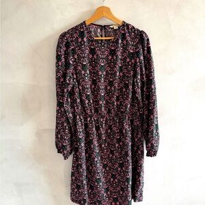 Boden - Pink, Green & Black Floral Dress - Size 8L